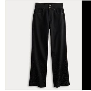 Farmers Market Women’s Straight Leg High Rise Rhinestone Jeans Black Size 12 NEW